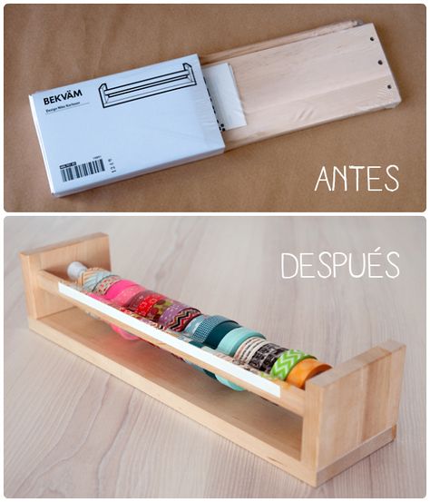 40 ways to organize with an Ikea Spice Rack - A girl and a glue gun Ikea Spice Rack Hack, Washi Tape Dispenser, Ikea Bekvam, Ikea Spice Rack, Washi Tape Storage, Ikea Ideas, Diy Laptop, Smart Tiles, Dream Craft Room