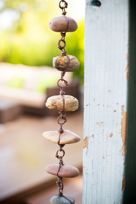 Rain Chain Diy, Rain Chain Garden, Eclectic Garden, Low Maintenance Garden Design, Pebble Garden, Rain Chains, Rain Chain, Low Maintenance Garden, Garden Crafts