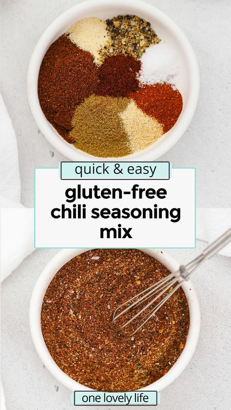 Gluten Free Seasonings, Home Made Chili Seasoning, Gluten Free Chilli Recipe, Chili Mix Seasoning, Williams Chili Seasoning Recipe Copycat, Chili Seasoning Recipe For 1 Pound, Chilli Seasoning Recipe, Mild Chili Seasoning Recipe, Gluten Free Marinades