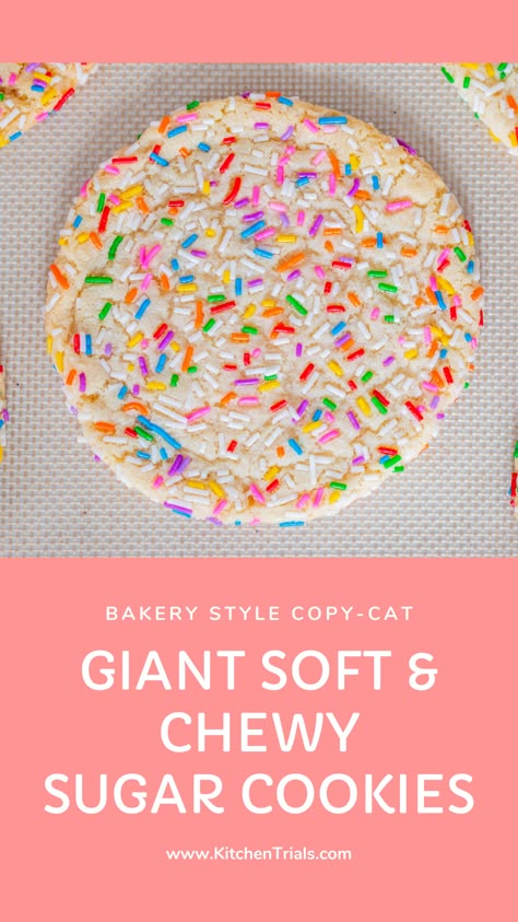 Big Sugar Cookie Recipe, Crumbl Sugar Cookie Recipe, Giant Sugar Cookie Recipe, Sugar Cookie Recipe With Sprinkles, Cottage Bakery Recipes, Giant Cookies Recipes, Big Cookies Recipes, Big Cookie Recipe, Giant Cookie Recipe