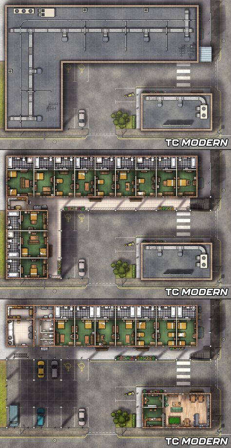 5 Room Dungeon, Modern Battlemaps Rpg, Motel Floorplans, D20 Modern Maps, Dnd Apartment Map, Modern Ttrpg Maps, Apartment Battlemap, Dnd Modern Map, Hotel Rpg Map