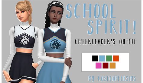 rosecoffeesims: “ I made a lil cheerleader’s outfit! It’s pretty simple, some recolouring and mesh merging. - Should be BGC (please tell me if it’s not) - Comes in the 7 default colours that the... Mods Sims 4, Cheerleader Skirt, The Sims 4 Pc, The Sims 4 Packs, Sims 4 Mm Cc, Pom Pom Girl, Sims 4 Teen, Sims 4 Dresses, Sims 4 Mm