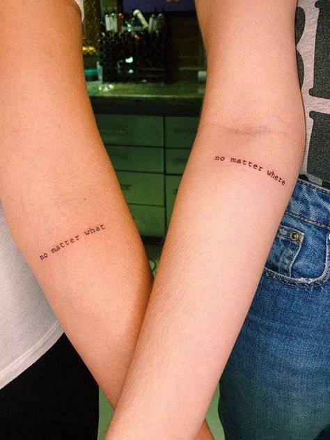 30 Simple Yet Meaningful Matching Tattoos Matching Tattoos For Girlfriends, Long Distance Tattoo Ideas, Tattoo Mom And Daughter, Unique Matching Tattoos, Sis Tattoo, Simbols Tattoo, Matching Bff Tattoos, Partner Tattoos, Maching Tattoos