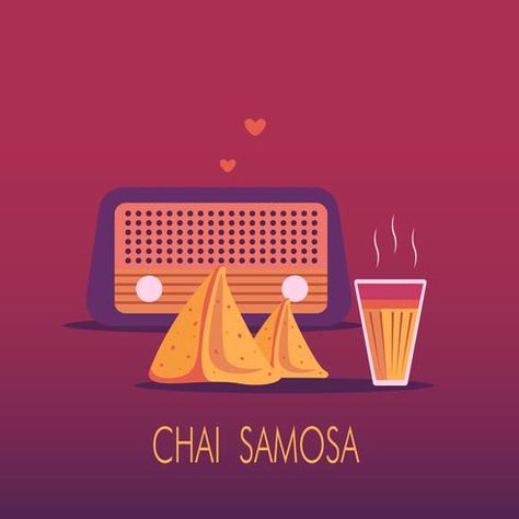 India Chai Tea with Samosa Snack Snack Illustration Design, Indian Masala Chai, Chai Samosa, Indian Masala, Tea Illustration, Tea Logo, Indian Illustration, Illustration Art Design, Food Illustration Art