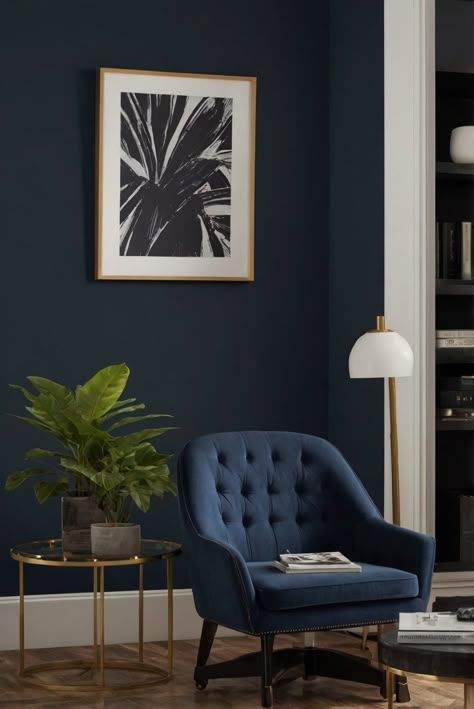 Dark Night (SW 6237): Twilight Noir - Top Paint 2024 for Enigmatic Spaces - upgradesign.blog Dark Blue Wall Paint Colors, Midnight Blue Wall Paint, Dark Night Paint Color, Dark Academia Blue Paint, Best Moody Blue Green Paint Colors, Deep Moody Blue Paint, Dark Blue Almost Black Paint, Kitchen Wall Color, Paint 2024