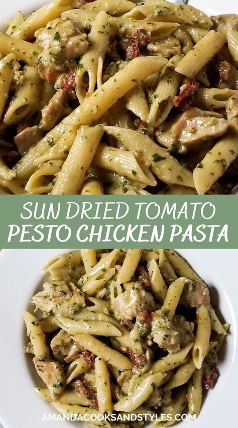 Chicken And Penne Pasta, Pesto Chicken Penne, Sundried Tomato Pesto Pasta, Tomato Pesto Chicken, Tomato And Pesto, Pesto Pasta Recipes Chicken, Chicken Pesto Pasta, Pesto Sauce Recipe, Creamy Pesto Chicken Pasta