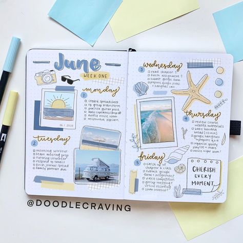 hannah on Instagram: “My full page beach themed weekly spread for June! 🐚🏝Comment below if you like using stickers in your journals and/or in general!” Beach Theme Scrapbook Pages, Beach Journal Pages, Journal June Ideas, Beach Theme Journal, Beach Scrapbook Ideas, Beach Journal Ideas, Bullet Journal Beach Theme, Beach Scrapbook Pages, June Journal Ideas