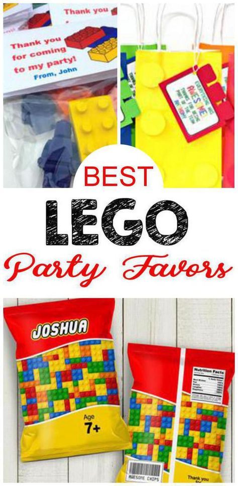 Party Favors! BEST Lego party favors that kids will love (for girls and for boys)! Amazing Lego party favor ideas that are easy, quick and simple. Goodie bags, DIY crafts, Party Favor Bags, Candy and more. Find the coolest and BEST party favor ideas now perfect for any birthday party! Lego Party Favor Ideas, Lego Party Favor, Lego Birthday Party Favors, Lego Party Bags, Diy Kids Party Favors, Lego Birthday Invitations, Lego Party Favors, Diy Kids Party, Birthday Party Goodie Bags