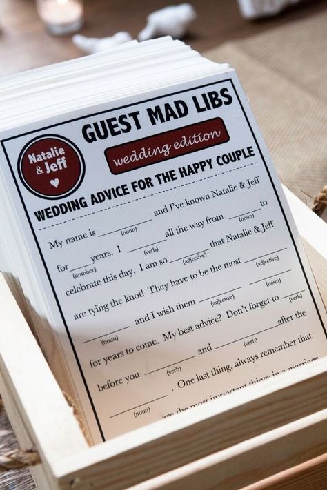 Wedding Cards Keepsake, Wedding Mad Libs, Wedding Reception Activities, Wedding Games For Guests, Reception Activities, Wedding Reception Fun, Nouns And Adjectives, Mad Libs, Wedding Crashers