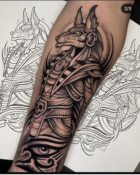 Anubis Rib Tattoo, Anubis Libra Tattoo, Egyptian Eye Symbol, Anubis Tattoo Design, Tattoo Anubis, Anubis Drawing, Chest Tattoo Stencils, Pyramid Tattoo, Album Design Layout