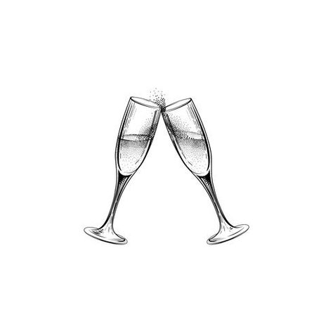 Matching Champagne Tattoo, Champagne Flute Drawing, Tattoo Cards Design, Champagne Glasses Tattoo, Champagne Tattoo Ideas, Champagne Flute Tattoo, Champagne Sketch, Champagne Glass Tattoo, Champagne Drawing