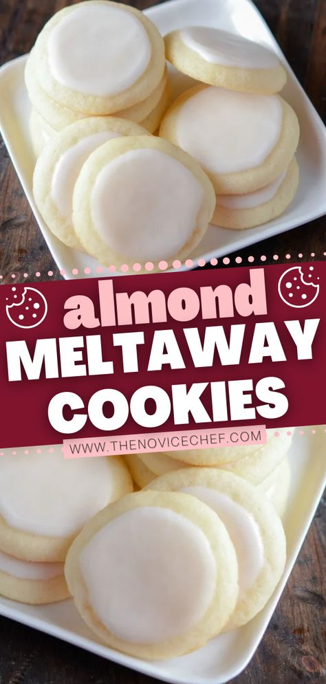 Almond Meltaway Cookies, Meltaway Cookies, Almond Shortbread, Baking List, Cookies Easy, Dessert Aux Fruits, Almond Flavor, Crinkle Cookies, Almond Cookies