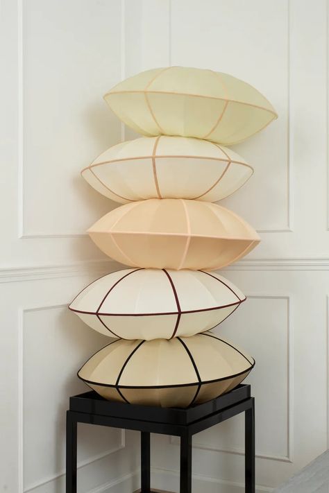 "UFO" Lampshade in Off-White Silk with Bordeaux Ribbon – Oi Soi Oi Light Color Aesthetic, Diy Lampe, Pendant Shade, Cool Lighting, Lampshades, Danish Design, Pendant Lights, Color Temperature, Home Interior