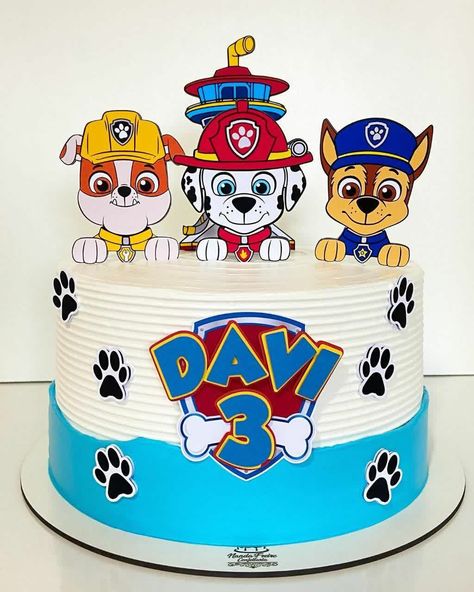 Cake Patrol Paw, Paw Patrol 3rd Birthday Party, Diy Paw Patrol Cake, Paw Patrol Cake Boy, Paw Patrol Smash Cake, Simple Paw Patrol Cake, Paw Patrol Birthday Cakes, Birthday Cake Paw Patrol, Chase Paw Patrol Cake