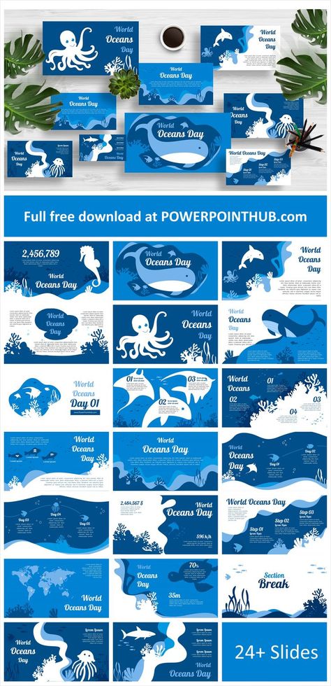 Free download World Oceans Day presentation template for PowerPoint, Google Slides , Keynote. Let's "Help Make a Difference for our Ocean Planet!". #パワーポイント #PowerPoint #presentations #Presentation #presentationtips #Office365 #Microsoft #MicrosoftEdu #slides Ocean Presentation Design, Ocean Presentation, Ocean Powerpoint, Ocean Template, Summer Presentation, Beach Template, Water Presentation, Ocean Planet, Office Presentation