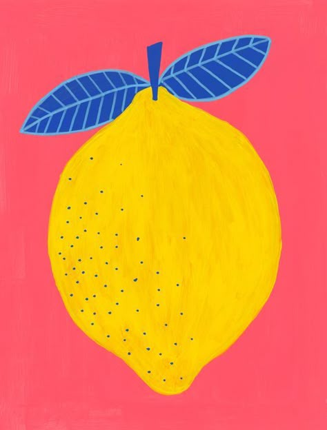 Lemon Wall Art, Lemon Art, Artfully Walls, Colorful Illustration, Fruit Illustration, Arte Inspo, Food Illustration, Painting Inspo, Diy Canvas