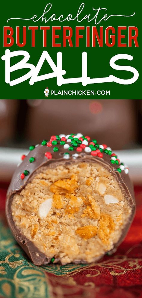 Butterfinger Balls, Biscuits Graham, Candy Truffles, Christmas Candy Recipes, Homemade Candies, Candy Desserts, Christmas Cooking, Holiday Cooking, How Sweet Eats