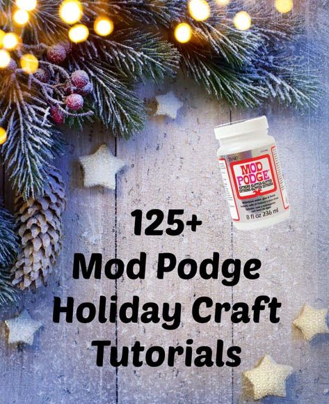 Get started with your decoupage projects for the holiday season early! Here is a huge collection of Mod Podge holiday crafts that you'll love (Christmas, Halloween, Thanksgiving, and more). Great ideas for adults and for kids to make. Christmas Crafts To Sell Bazaars, Mod Podge Pictures, Holiday Crafts Halloween, Mod Podge Projects, Diy Mod Podge, Christmas Crafts To Sell, Mod Podge Crafts, Silver Christmas Decorations, Christmas Decoupage