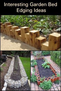 Garden Boarders Ideas, Garden Bed Edging, Garden Edging Ideas Cheap, Wooden Garden Edging, Wood Garden Edging, Flower Bed Edging, Landscape Timbers, Brick Edging, Garden Inspo