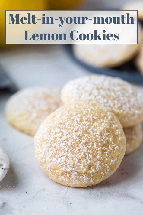 These Lemon Cookies are soft, melt-in-your-mouth lemon cookies that are a copycat for Paradise Bakery's lemon cookie recipe! Lemon Cookie Recipe, Lemon Cookies Easy, Lemon Drop Cookies, Lemon Cookie, Drop Cookie Recipes, Lemon Cookies Recipes, Lemon Sugar Cookies, Drop Cookies, Lemon Cookies