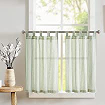 Check this out! Small Bathroom Window, Curtains Linen, Farmhouse Rustic Decor, Small Curtains, Kitchen Curtain Sets, Small Window Curtains, Tab Curtains, Striped Curtains, Tier Curtains