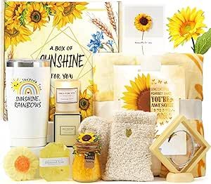 #gifts #giftbasket #holidayfinds #founditonamazon  #amazon #affiliatelink #AmazonPartner Gift Basket Sunflower, Grandma Gift Basket, Birthday Gifts Box, Gift Basket Birthday, Sending Sunshine, Secret Santa Ideas, Santa Ideas, Best Friend Gift Ideas, Gifts Luxury