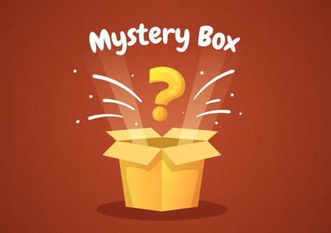 Mystery Gift Box with Cardboard Box Open Inside with a Question Mark, Lucky Gift or Other Surprise in Flat Cartoon Style Illustration Lucky Gifts, Surprise Box, Swarovski Crystal Beads, Mystery Box, Cardboard Box, Cartoon Styles, The Box, Some Fun, Crystal Beads