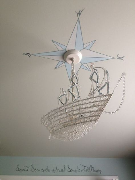 Ship Chandelier, Neverland Nursery, Peter Pan Nursery, Deco Disney, Disney Rooms, Disney Nursery, Disney Decor, Nautical Nursery, Disney Home