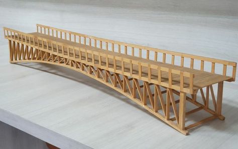 Bridge Model Architecture, Timber Bridge, How To Carve Wood, Wood Project Plans, Bridges Architecture, Bridge Engineering, Roof Truss Design, Bridge Structure, Wood Working Projects