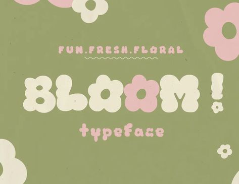 BLOOM Floral Font Free Font Aesthetic, Free Fonts For Procreate, Cute Moodboard Aesthetic, 2024 Font Design, Cute Fonts Canva, Floral Typeface, Font Canva Free, 2000s Font, Fonts In Illustrator