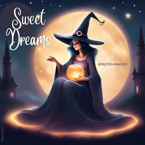 Art, Spooky Good Night, Witchy Art, Sweet Dreams, Good Night, Witch