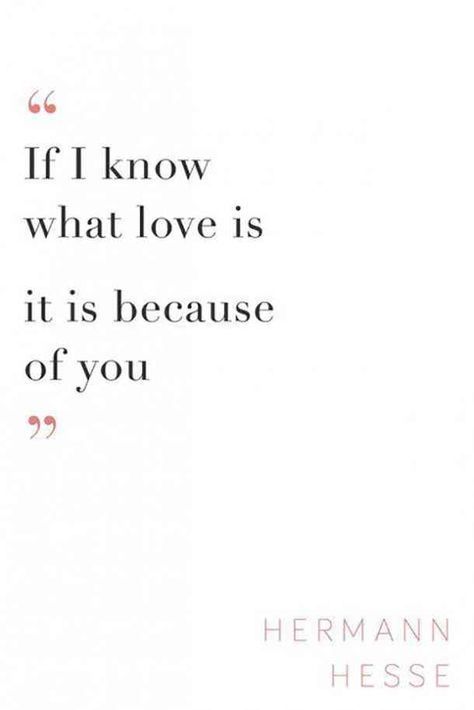 "If I know what love is, it is because of you." - Hermann Hesse #iloveyou #lovequotes #quotes #iloveyouquotes #soulmate Follow us on Pinterest: www.pinterest.com/yourtango Herman Hesse, Quotes For Your Boyfriend, Kindred Spirit, Soulmate Love Quotes, Hermann Hesse, Spirit Quotes, Good Relationship Quotes, Love Of Your Life, Life Quotes Love