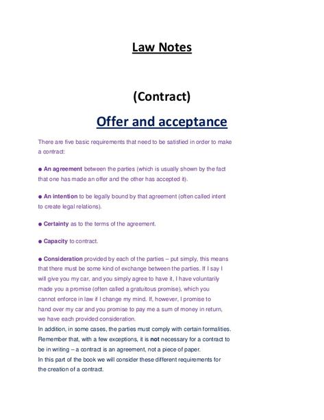 Law Notes  (Contract)  Offer and acceptance There are five basic requirements that need to be satisfied in order to make a... Law School Prep, Law Notes, Contract Law, Law School Life, Law School Inspiration, Studying Law, Exams Tips, Common Law, Business Law