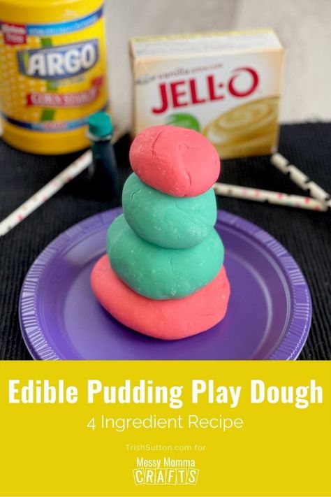 Make edible pudding play dough with your kids! This colorful and creative craft is made with just four ingredients. Edible play dough is both fun to play with and sweet to eat! Find the full tutorial at Messy Momma Crafts. Pudding Dough For Kids, Pudding Playdough, Edible Playdoh, Edible Play Dough, Play Dough Crafts, Edible Playdough, Starburst Candy, Dough Ideas, Edible Slime