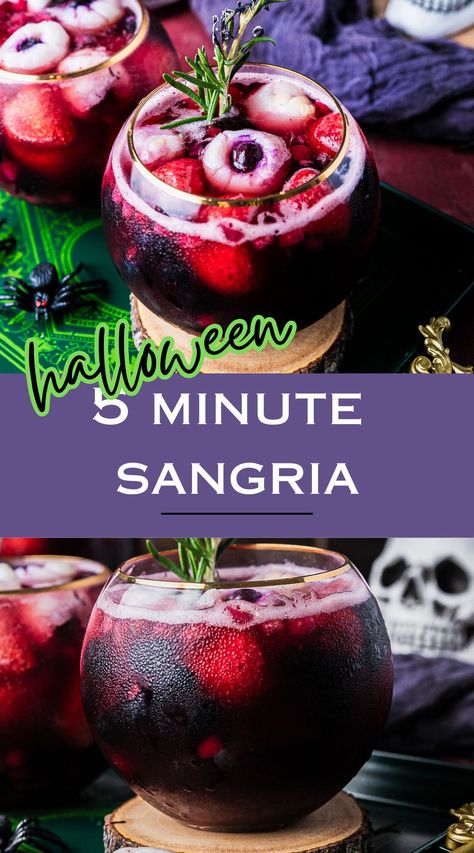 Indulge in the ultimate Halloween treat with our Spooky Sangria Recipe! Packed with eerie flavors and chilling vibes, this bewitching concoction will enchant your taste buds. Get ready for a wickedly good time! Healthy Halloween Cocktails, Trick Or Treat Drinks For Adults, Purple Sangria Recipe, Sangria Recipes Halloween, Halloween Eyeball Punch, Halloween Sangria Recipes Easy, Easy Halloween Sangria, Big Batch Halloween Punch, Halloween Mimosa Bar Ideas