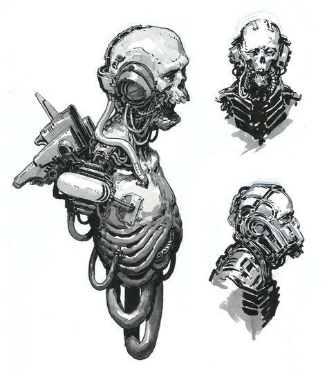 ArtStation - daily sketches, johan grenier Organic Sci Fi, Scifi Horror Art, Johan Grenier, Horror Robot, Cyberpunk Horror, Horror Sci Fi, Scifi Horror, Arte Ninja, Cyborgs Art