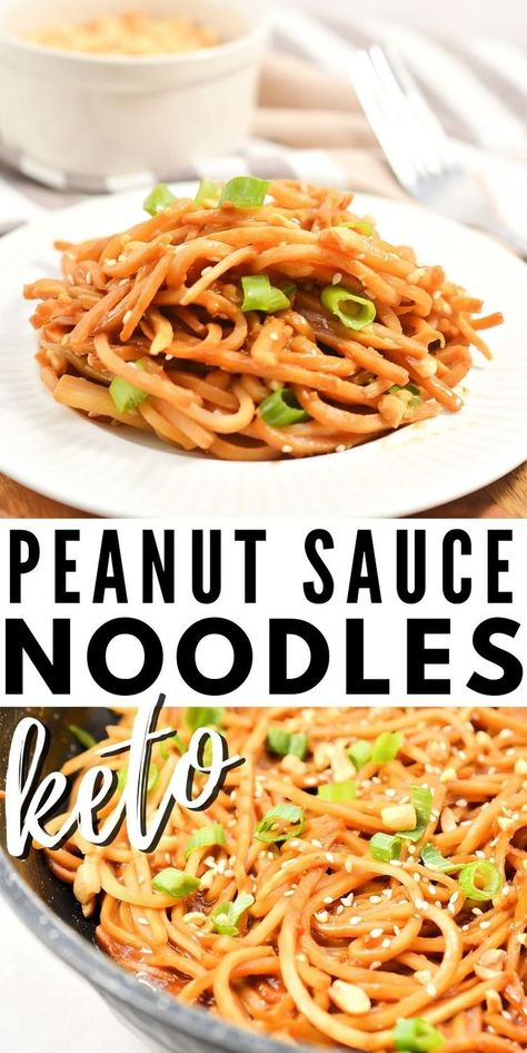 Peanut Shirataki Noodles, Keto Peanut Noodle Salad, Low Carb Asian Noodles, Low Carb Pad Thai Recipes, Keto Peanut Sauce Thai, Keto Peanut Noodles, Keto Asian Noodles Recipe, Konjac Noodles Recipes Keto, Low Carb Peanut Sauce