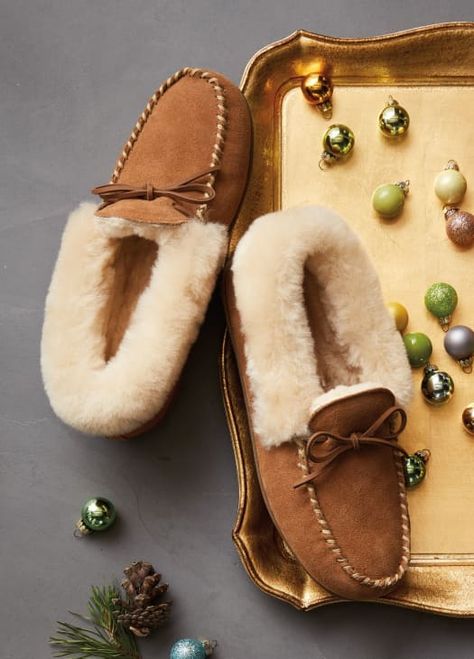 I've Been Wearing These Cozy Slippers Practically Everywhere for Months | Apartment Therapy Moccasins Outfit, Cold Weather Shoes, Suede Outfit, Moccasins Style, Moccasin Slippers, Comfy Slippers, Shearling Slippers, Sheepskin Slippers, Suede Moccasins