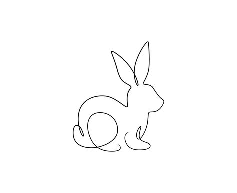 Bunny Line Tattoo, One Line Doodles, Minimalist Line Art Tattoo, Simple Bunny Tattoo Outline, Fine Line Bunny Tattoo, Minimalist Bunny Tattoo, Line Bunny Tattoo, One Line Bunny Tattoo, Bunny Line Drawing