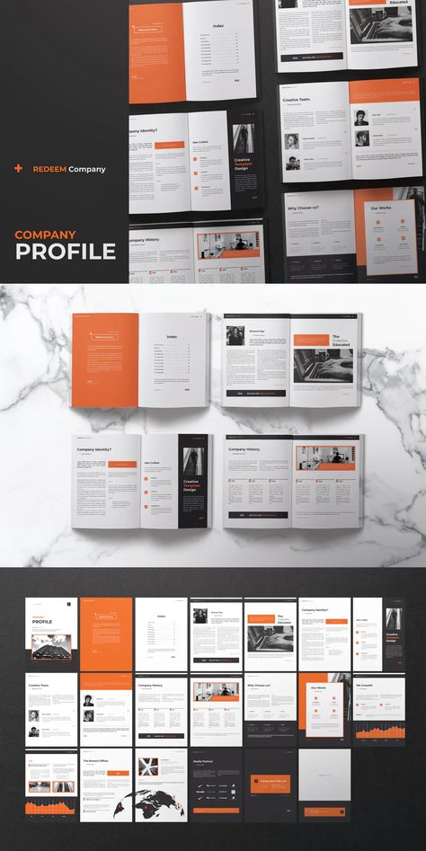 Creative Company Profile Template InDesign - 20 pages - A4 and US Letter size Pdf Document Design, Corporate Document Design, Creative Company Profile Design Layout, Document Design Ideas, Company Profile Design Creative, Design Portfolio Layout, Ebook Layout, Brochure Design Layouts, Document Design