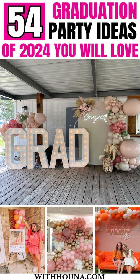 Are you looking for the best graduation party ideas of 2024 to see so you recreate the most epic graduation party of this year? If so, you'll love these graduation party ideas as they are the best on internet that will help you run an epic party everyone will be obsessed over. Graduation Party Table Ideas High School, Senior Party Picture Display, Graduation Party Backdrops Ideas, Graduation Table Backdrop Ideas, Graduation Decorations 2024, Senior Picture Display Grad Parties, Floral Backdrop Graduation, High School Graduation Photo Booth Ideas, Graduation Selfie Station