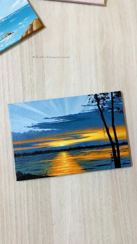 Sunset acrylic canvas painting idea @illustrationsandviews in 2022 | Nature art painting, Canvas art painting, Painting art lesson Canvas Art Painting Abstract, Sunset Acrylic, Acrylic Canvas Painting, Sky Art Painting, Inspiration Painting, Canvas Painting Tutorials, Beautiful Art Paintings, Abstract Art Painting Diy, Canvas Painting Designs