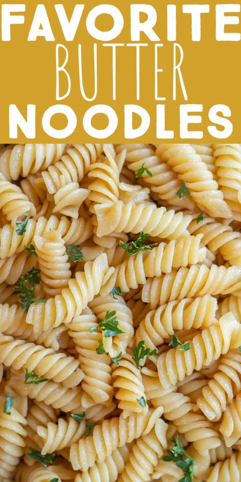 If your kids aren't the most adventurous eaters, our Favorite Butter Noodle Recipe is sure to be a winner! Make sure to cook extra though, because adults love these delicious Butter Noodles too.  They are a simple classic recipe that go well as a main dish or side dish. You probably already have all the ingredients on hand so they're great for a last minute, easy dinner! #butternoodles #kidfriendlydinner #pastarecipe #vegetarian