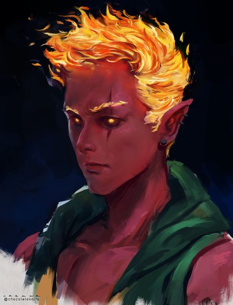 Fire Character Art, Fire Genasi Male, Genasi Character Art, Genasi Dnd, Fire Genasi, Art Inspiration Ideas, Pathfinder Character, Dungeons And Dragons Characters, Dnd Art