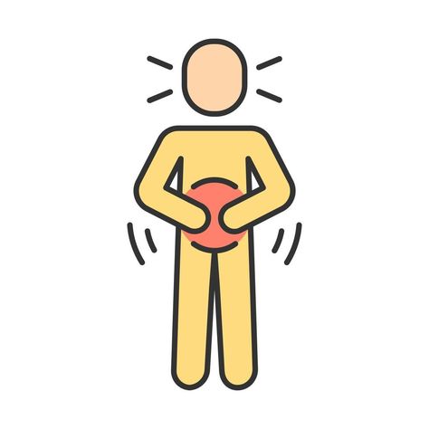 Abdominal pain color icon. Stomach ache, spasm. Period, menstrual cramps. Food poisoning, allergy symptom. Digestive system problem. Gastritis, pancreatitis disease. Isolated vector illustration Human Body Temperature, Digestive Problems, Food Poisoning, Period Pain, Isometric Illustration, Stomach Ache, Allergy Symptoms, Menstrual Cramps, Stomach Pain