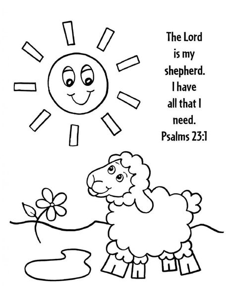 Preschool Christian Coloring Pages, Free Bible Story Coloring Pages, Biblical Coloring Pages Free Printables, Bible Study Coloring Pages, Coloring Bible Pages For Kids, The Lord Is My Shepherd Coloring Page, Psalm 23 Coloring Page, Bible Verse Activities For Kids, Jesus Worksheets For Kids