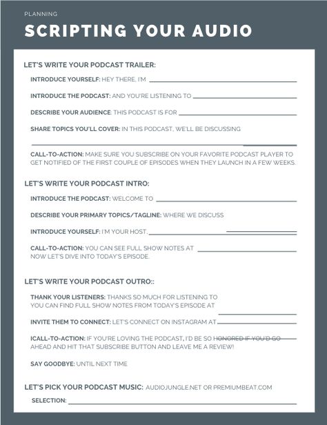 Podcast To Do List, Podcast Formatting, Self Help Podcast Topics, Content Ideas For Podcast, Popular Podcast Topics, Podcast Outline Template Free, How To Write A Podcast Episode, Podcast Introduction Script, Podcast Description Ideas