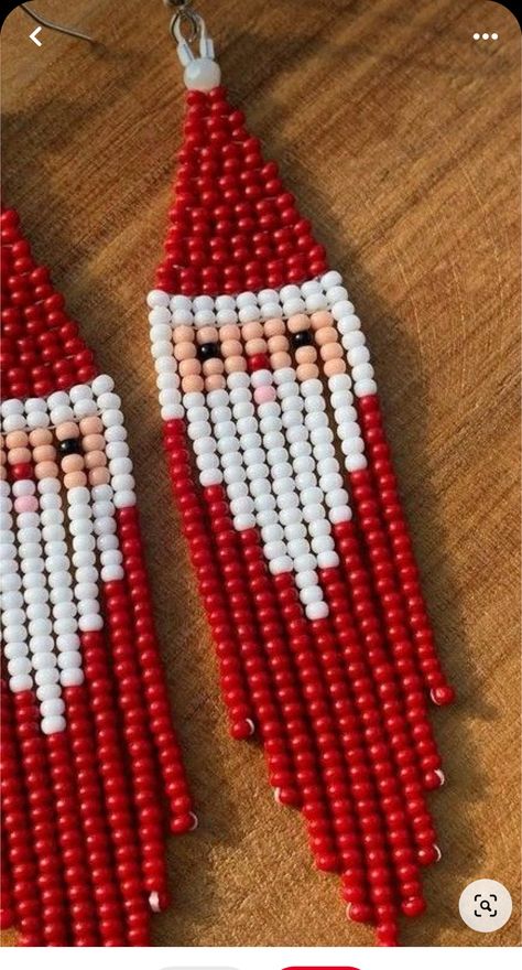 Native American Beaded Christmas Earrings, Kc Chiefs Beaded Earrings, Seed Bead Patterns Christmas, Beaded Santa Earrings, Christmas Seed Bead Patterns, Santa Beaded Earrings, Beaded Earrings Christmas, Free Seed Bead Fringe Earring Patterns, Christmas Earrings Beaded