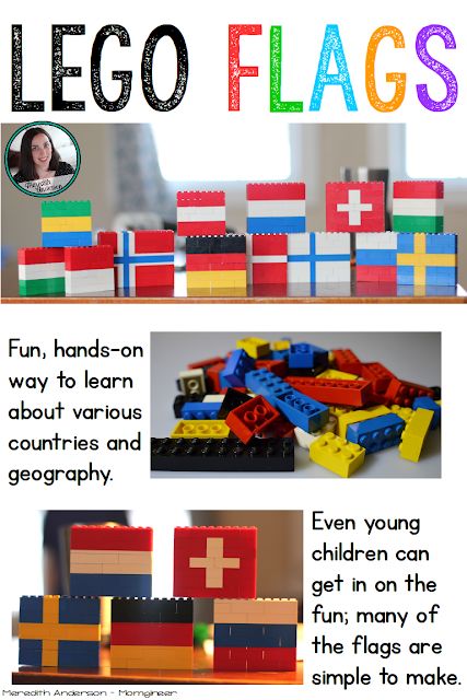 Flag Fun with LEGOs! - momgineer Flags Preschool Activities, Lego Learning, Lego Mario, Geography Activities, Lego Challenge, Lego Education, Lego Club, Homeschool Geography, Lego Activities