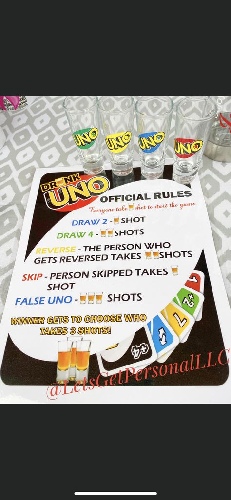 Cabin Fun For Adults, Uno Drinking Game, Slumber Party Decorations, Adult Slumber Party, Birthday Sleepover Ideas, Beach Party Invitations, Drinking Games For Parties, Fun Drinking Games, Cabin Trip